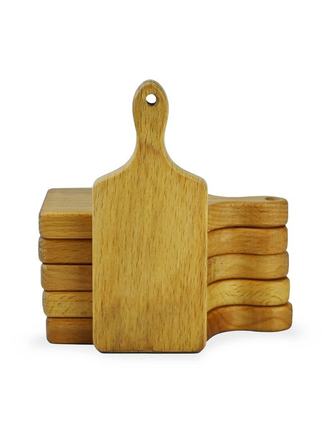 Woodla Mini Charcuterie Boards - 6-Pack Beech Wood 5.9″ × 2.75″ Personal Cheese & Dessert Paddles, Blank for Engraving or Painting - Image 4